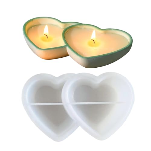 Silikon-Herzform | Doppelherz-Wachsplatten-Form – Silikon-Gipsformen, wasserdicht, Schreibtisch-Ornament, für Hochzeit von Generisch