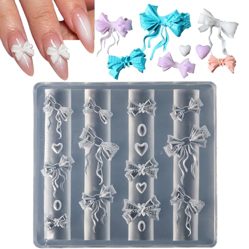 Silikon-Nagelformen – 3D-Schleife, Silikon-Nagel-Charm-Form, Herzband, Maniküre-Werkzeug, wiederverwendbar, niedliche Schönheitspflege für Frauen und Mädchen Silikon-Nagelformen – 3D-Schleife, Silikon-Nagel-Charm-Form, Herzband, Maniküre-Werkzeug, wiederverwendbar, niedliche Schönheitspflege für Frauen und Mädchen von Generisch