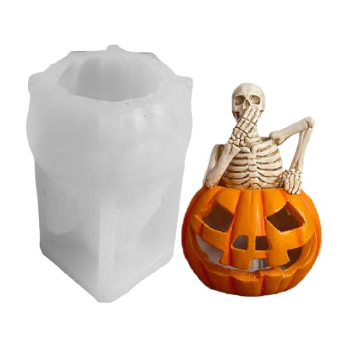 Silikonform Halloween, 3D Gruselige Skelett Kerzenform Halloween Deko, Gießformen Silikonformen Pumpkin Kerze Giessformen Silikon von Generisch
