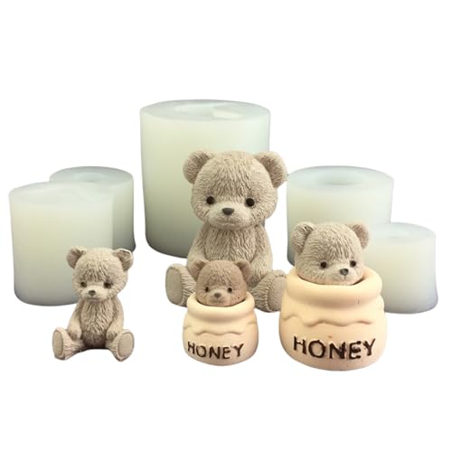 Silikonform Kerzen, 6 Stück Honigglas Bär Silikonformen Gießformen, DIY Epoxid Weihnachten Deko Kerze Formen,für Resin Zement Gips Formen Seife Aromatherapie Kerze Silikonform Kerzen, 6 Stück Honigglas Bär Silikonformen Gießformen, DIY Epoxid Weihnachten Deko Kerze Formen,für Resin Zement Gips Formen Seife Aromatherapie Kerze von Generisch