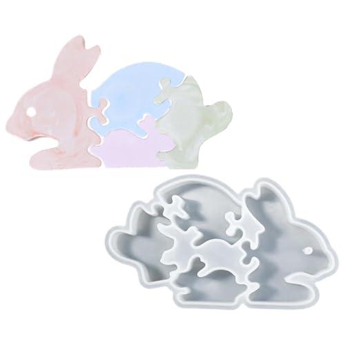 Silikonform Ostern, Spleißhasen-Ornament, 3D-Form, leichte Osterhasen-Form, Gipsformen, Silikon-Gießform für Gips, Sojawachskerzen von Generisch