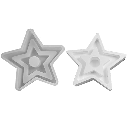 Silikonform Sterne, Gießformen Silikon Weihnachten,Sternförmige Kerzenständer-Epoxidguss-Silikonformen,Stern Kerzenhalter Kerzenständer Silikonform,Dekorative Form Zur Herstellung Von Kerzenständern von Generisch