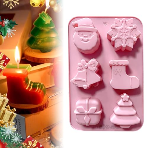 Generisch Silikonform Weihnachten, 3D Wiederverwendbar, DIY Silikonform Werkzeuge, Rosa, für Backen, Kuchen, Schokolade, Weihnachten, Lebkuchen, Gelee, Seife von Generisch