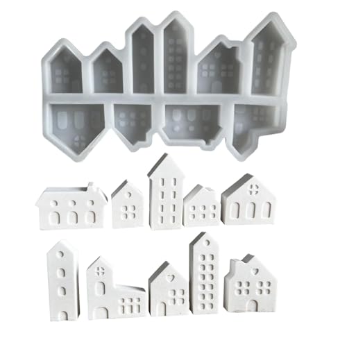 Silikonformen Gießformen Häuser, Silikonform Haus Mit Fenster, 12 Stück Gießform Minii Häuser Haus Kerzenformen, Silikonform Haus Gips Zum Gießen, Silikon Gießform Haus Epoxidharz Formen von Generisch