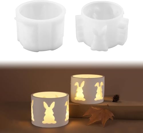 Silikonformen Gießformen Ostern, Silikonform Ostern Hase Silikonform Kerzenhalter Giessformen Silikon Ostern Silikonform Osternhase Teelichthalter Silikon Gießform Ostern für Handwerk (C) von Generisch