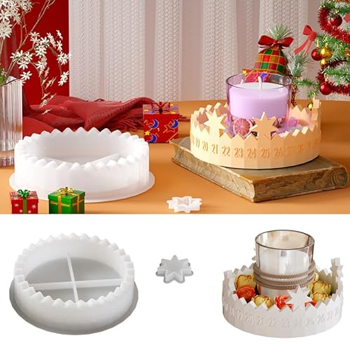 Silikonformen Gießformen Weihnachten, 3D Adventskalender Set mit Sternen-Motiven, Silikonform Kerzenhalter Formen, DIY Countdown Kalender für festliche Dekoration von Generisch
