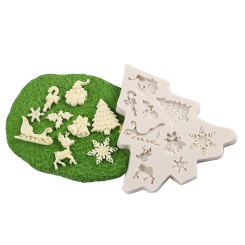 Silikonformen Gießformen Weihnachten, DIY Gießformen Silikon Weihnachten-Element, Schokolade Silikonform Weihnachten, Harz Seifenform Für Torten Fondant Weihnachten Kekse Backen (K) von Generisch