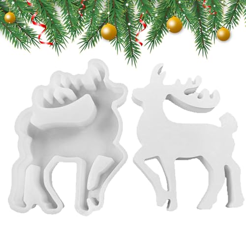 Silikonformen Gießformen Weihnachten Elch - Kerzenformen Zum Gießen, Hirsch-förmige Silikonform für Gips, Dekoration von Generisch