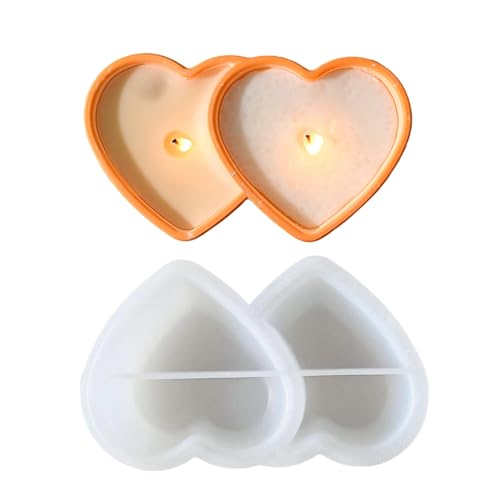 Silikonformen für Handwerk, Kerze Silikonform | Doppelherz Wachsplatte Form | Home Desktop Ornament Wasserdicht Gips Formen, für Ton von Generisch