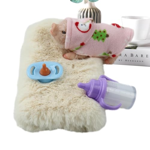 Silikonschwein - Realistisches Haustier Schwein Puppe | Schweinespielzeug | Weihnachtsgeschenkspielzeug mit Flasche Schnuller Kleidung für Mädchen Kleinkinder | Weiches Silikon -Baby -Ferkel - von Generisch