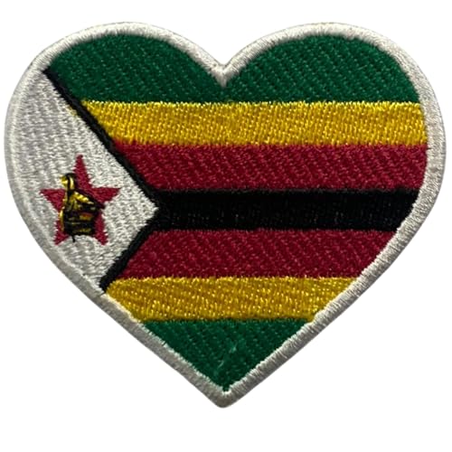 Simbabwe bestickter Herz-Flaggen-Aufnäher, zum Aufbügeln, Nationalemblem, taktischer Militäraufnäher, für Jacken, Rucksäcke, Hüte, 6,5 x 7 cm Simbabwe bestickter Herz-Flaggen-Aufnäher, zum Aufbügeln, Nationalemblem, taktischer Militäraufnäher, für Jacken, Rucksäcke, Hüte, 6,5 x 7 cm von Generisch