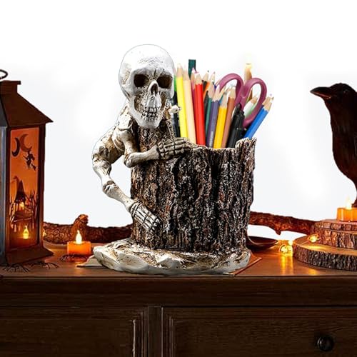 Skelett-Stifthalter | Skelett-Figur aus Kunstharz, Stifthalter, Schreibtisch-Organizer für Stifte, Bleistifte, Lineale, Radiergummis, Büroklammern von Generisch
