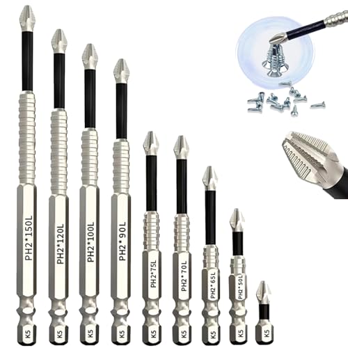 Slideach Bit, hochmagnetisches Schraubendreher-Bohrer-Set, lebenswichtige Bohrer, 2025, universal, rutschfest, langlebig, schlagfest, elektrische Schraubendreher-Bits aus legiertem Stahl (1 Set) von Generisch