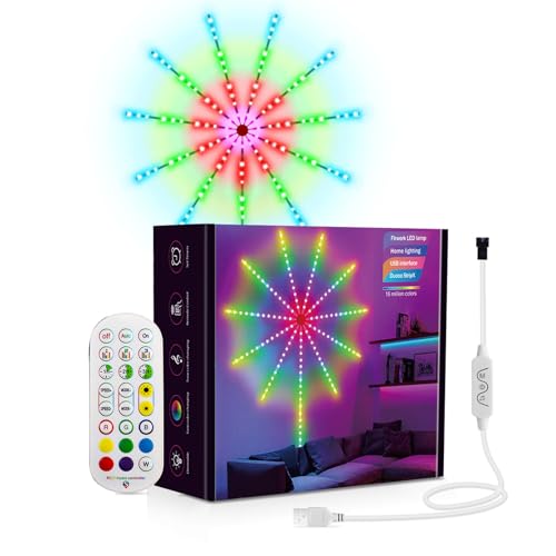 Smart Firework Lights Innen-, App- Und Fernbedienungssteuerungs -RGB -Farbwechsel -LED -Leuchten - USB -Musiksynchronisation LED -Wanddekoration Mit Remote -App -Steuerung Für Weihnachten von Generisch