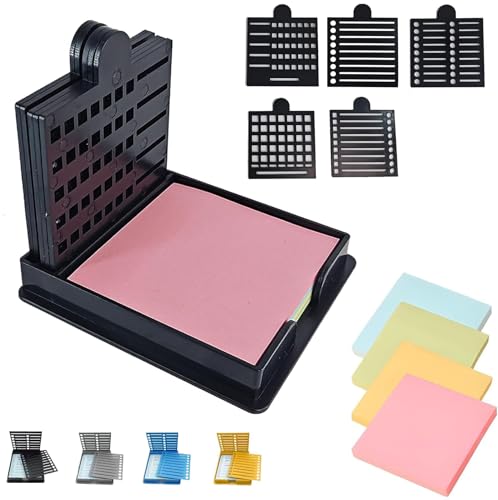 Smarter Sticky Note Kit, Sticky Note Holder with Five Templates, Sticky Notes Stencil and Holder, Perfect for to-Do Lists, Home, Office, Reusable Sticky Notes Dispenser (Black) von Generisch