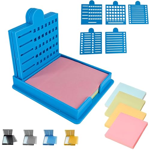 Smarter Sticky Note Kit, Sticky Note Holder with Five Templates, Sticky Notes Stencil and Holder, Perfect for to-Do Lists, Home, Office, Reusable Sticky Notes Dispenser (Blue) von Generisch