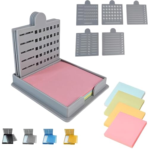 Smarter Sticky Note Kit, Sticky Note Holder with Five Templates, Sticky Notes Stencil and Holder, Perfect for to-Do Lists, Home, Office, Reusable Sticky Notes Dispenser (Gray) von Generisch