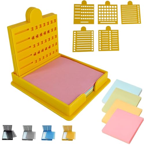 Smarter Sticky Note Kit, Sticky Note Holder with Five Templates, Sticky Notes Stencil and Holder, Perfect for to-Do Lists, Home, Office, Reusable Sticky Notes Dispenser (Yellow) von Generisch