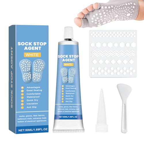 Sock Stop Rutschfester Klebstoff - Anti-Rutsch-Paste für Socken | Wasserfeste Stoffmalfarbe | Schnelltrocknende Formel, Waschbar & Langlebig, Inklusive Schaber & Schablone für Teppiche und Matten Sock Stop Rutschfester Klebstoff - Anti-Rutsch-Paste für Socken | Wasserfeste Stoffmalfarbe | Schnelltrocknende Formel, Waschbar & Langlebig, Inklusive Schaber & Schablone für Teppiche und Matten von Generisch
