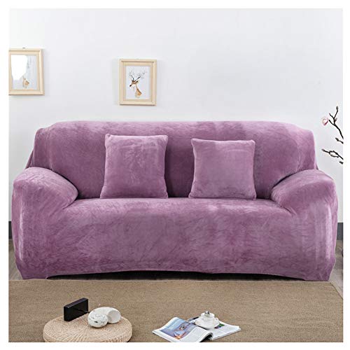 Sofabezug aus Pannesamt, Stretch-Plüsch-Schonbezug für 3-Sitzer-Sofa (190 x 230 cm), elastisch, waschbar, dick, einfarbig, Schutz für Möbel-Upgrade und moderne Dekoration, Silbergrau von Generisch