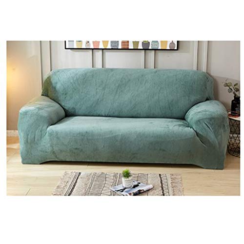 Sofabezug aus Pannesamt, dehnbarer Plüsch-Schonbezug für 3-Sitzer, elastisch, waschbar, dicker Schutz für Möbel (passend für 190 - 230 cm, 1/2/3/4-Sitzer) Silbergrau von Generisch