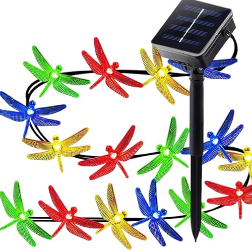 Solar String Lights - Solar Betriebene Saitenleuchten Im Freien | Dragonfly Decoration Beleuchtung Dämmerung Zu Morgens Feenlampe Für Terrassenpavillon RV Markishing Yard Tree | Garten Solar Sade Solar String Lights - Solar Betriebene Saitenleuchten Im Freien | Dragonfly Decoration Beleuchtung Dämmerung Zu Morgens Feenlampe Für Terrassenpavillon RV Markishing Yard Tree | Garten Solar Sade von Generisch