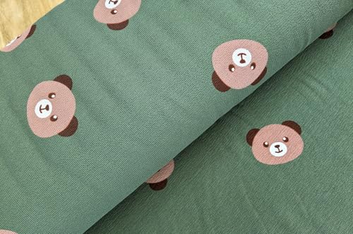 Sommersweat Meterware Krepp - French-Terry Sweatstoff Tiere - Sweat Stoff, Pullistoff, Dicker Jersey Kinder *Ab 50cm, Farbe: 001 Bärengesicht grün Sommersweat Meterware Krepp - French-Terry Sweatstoff Tiere - Sweat Stoff, Pullistoff, Dicker Jersey Kinder *Ab 50cm, Farbe: 001 Bärengesicht grün von Generisch