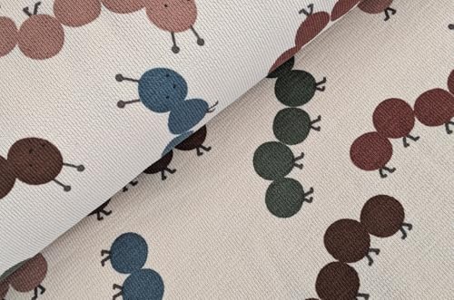 Sommersweat Meterware Krepp - French-Terry Sweatstoff Tiere - Sweat Stoff, Pullistoff, Dicker Jersey Kinder *Ab 50cm, Farbe: 002 Raupen beige Sommersweat Meterware Krepp - French-Terry Sweatstoff Tiere - Sweat Stoff, Pullistoff, Dicker Jersey Kinder *Ab 50cm, Farbe: 002 Raupen beige von Generisch
