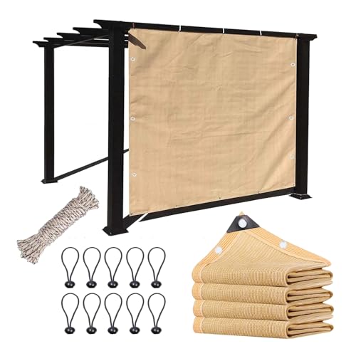 Sonnensegel Rechteckig Balkon Beige für Gewächshäuser 80% UV-Schutz Outdoor Schatten Netzstoff (3.0x15m/9.8x49.2ft) von Generisch