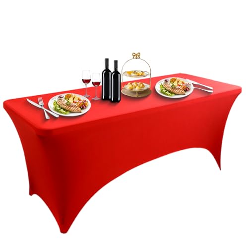 Spandex-Tischdecke, angepasste Stretch-Tischdecke für Standard-Klapptische, waschbar und knitterfrei, 122 cm Spandex-Tischdecke, angepasste Stretch-Tischdecke für Standard-Klapptische, waschbar und knitterfrei, 122 cm von Generisch
