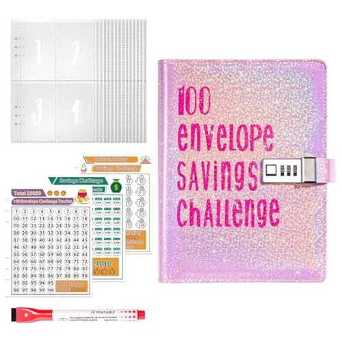 Sparbuch Für Geld, Geld Sparen Challenge Buch, Challenge-Ordner Mit 100 Umschlägen, Budgetplaner Mit Geldumschlägen, Challenge-Buch Mit Schloss, Tragbarer Budgetplaner Für Geld- Und Spesenumschläge Sparbuch Für Geld, Geld Sparen Challenge Buch, Challenge-Ordner Mit 100 Umschlägen, Budgetplaner Mit Geldumschlägen, Challenge-Buch Mit Schloss, Tragbarer Budgetplaner Für Geld- Und Spesenumschläge von Generisch