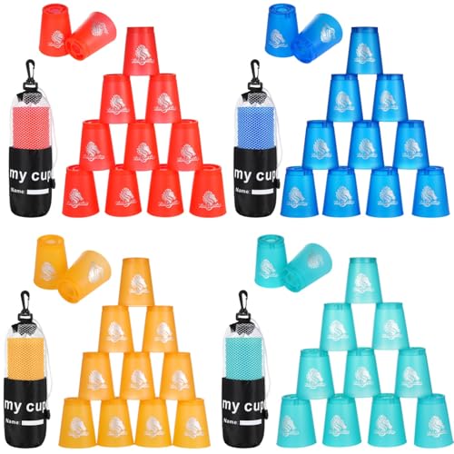 Speed Stacking Cup Set, 48 Stück bunte Kunststoffbecher, ideal für Familienspaß, Geschicklichkeitsspiel für Kinder und Erwachsene, Netztasche im Lieferumfang enthalten Speed Stacking Cup Set, 48 Stück bunte Kunststoffbecher, ideal für Familienspaß, Geschicklichkeitsspiel für Kinder und Erwachsene, Netztasche im Lieferumfang enthalten von Generisch