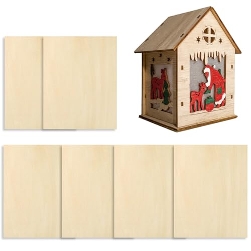 Sperrholzplatten, unlackiertes Holz zum Basteln, 6 Stück, unlackiertes Handwerk, Gravur, CNC-Schneiden, Kunst für Architekturmodelle, Hobby-Projekte, Mini-Hausbau, Malerei, Beizen Sperrholzplatten, unlackiertes Holz zum Basteln, 6 Stück, unlackiertes Handwerk, Gravur, CNC-Schneiden, Kunst für Architekturmodelle, Hobby-Projekte, Mini-Hausbau, Malerei, Beizen von Generisch
