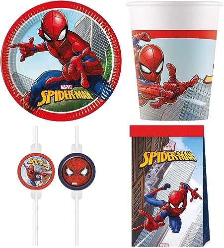 32-tlg. Set Kindergeburtstag Party Feier Fete Deko Motto Spiderman Crime Fighter von Generisch