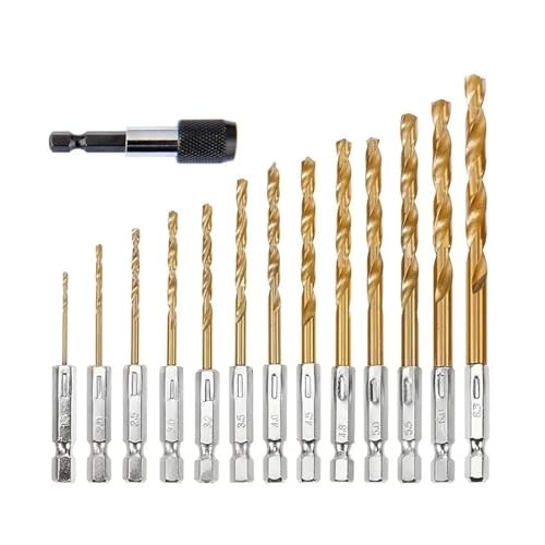 Spiralbohrer-Set, Titan-Sechskantschaft, HSS, mit Schnellwechseladapter, for Holz, Kunststoff, Metall, Aluminiumlegierung, Schlagschrauber, Elektrowerkzeug von Generisch