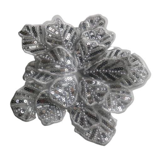 Spitzen- und Pailletten-Applikationen - Große bestickte Aufnäher für Braut- und Brautjungfernkleider (GZP-1671-GREY) von Generisch