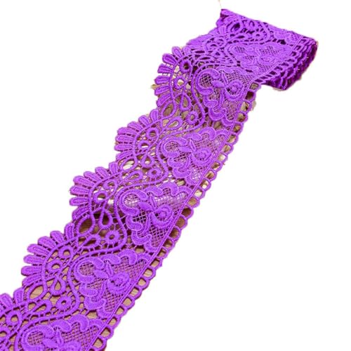 Spitzenband mit Blumenmuster, bestickt, 1 m, 10 cm, Lila, Länge 1 m Spitzenband mit Blumenmuster, bestickt, 1 m, 10 cm, Lila, Länge 1 m von Generisch