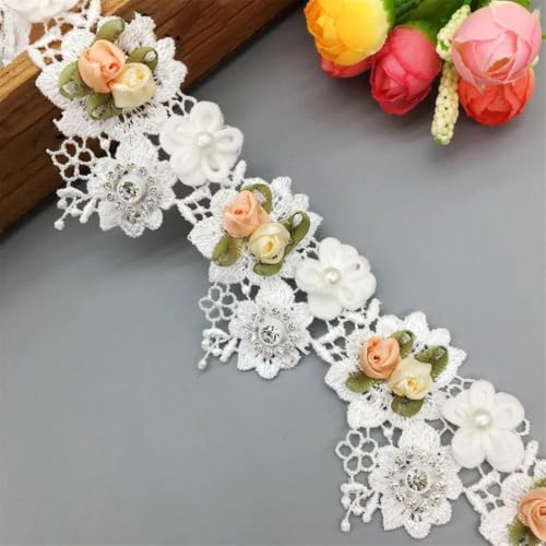 Spitzenband mit bunten Perlen, Rose, bestickt, 91 cm, für Bastelarbeiten, Hochzeitskleid, 91 cm Spitzenband mit bunten Perlen, Rose, bestickt, 91 cm, für Bastelarbeiten, Hochzeitskleid, 91 cm von Generisch