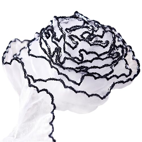 Spitzenbesatz zum Nähen von gerüschtem Plissee-Spitzenstoff, vielseitiger Stoff, perfekt für DIY und festliche Dekoration, 1,6 x 4,8 m, zum Nähen und Basteln von Generisch