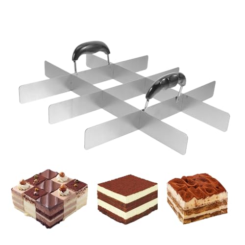 Square Cutters Backen - Edelstahl Quadrat Kuchen Teiler Mit Griff - Küchenzubehör Für Geburtstag Backen Picknick Zuhause Flan Hochzeit Fondant | Backzubehör Für Geburtstag Feiern von Generisch