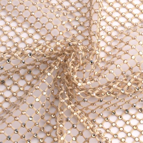 Ss10 elastisches Netzgewebe mit Strasssteinen, zum Aufnähen, glitzernd, Kristall, hohles Band, in mehreren Farben, für Kleid und Kleidung, 100 x 150 cm von Generisch