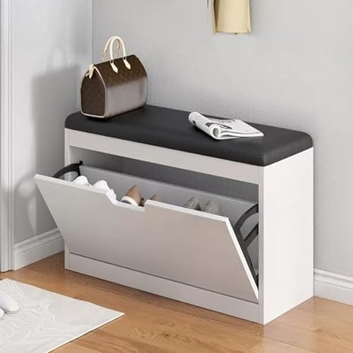 Stabile Schuhbank mit Sitz, platzsparender Schuhschrank für 2–15 Paar, einfache Montage und Reinigung, stilvolles schwarzes Design (L x B x B): 80 x 17 cm von Generisch