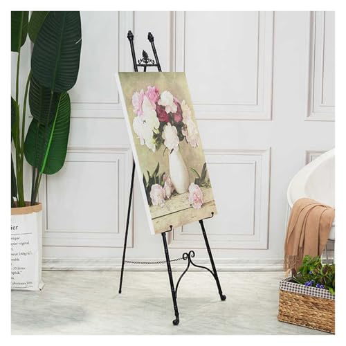 Staffeleiständer, Galerie-Staffelei Aus Silbernem Metall, Große, Verstellbare, Bodenstehende Staffelei Mit Kettenstütze, for Bilderrahmen Und Kunstwerke(Black,45X55X120cm) von Generisch