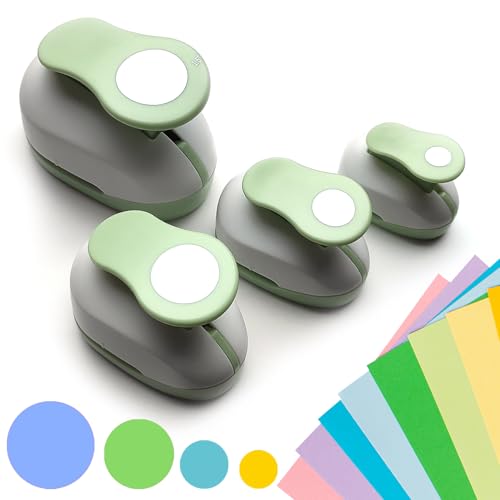 Stanzer Rund 4 Stück Papierstanzer Motivstanzer Kreis Stanzer Papierstanzer Rund Motivlocher Stanzer Set Ausstanzer Motiv-Locher für Scrapbooking, Basteln, Fotos, Grußkarten, Geschenkanhänger von Generisch