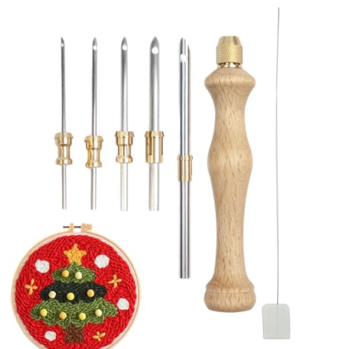 Stanznadel-Kits – Stickerei-Stanznadel & Haken-Werkzeug-Set mit Nadeleinfädler – komplettes Set für Erwachsene, inklusive Stickgarn, ideal für Kreuzstich, Handwerk & Textilkunst von Generisch