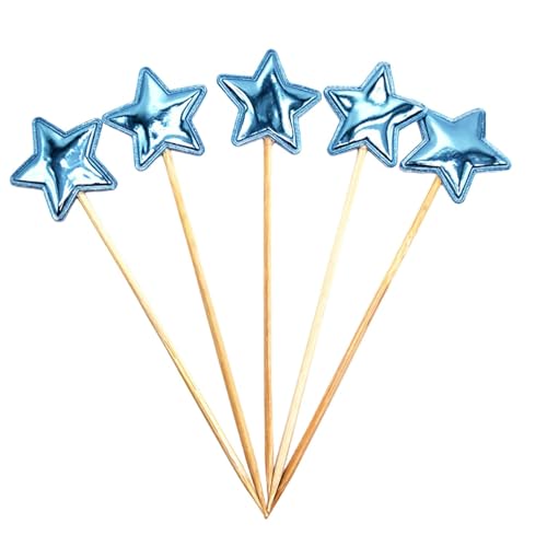 Star Birthday Cake Topper - 5 x Glitter Cake Decoration Toppers | Glitter Cupcake Baking Food Decor Picks, Plug-In Five-Pointed Star Cake Topper For Boys Girls Holiday Cake Deliver Love von Generisch