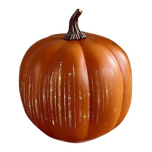 Starry Night Pumpkins, Glitzernder Glaskürbis - Herbstliche dekorative Kürbislaterne, Realistische Halloween-Thanksgiving Tischdekoration, Leuchtkürbisse für Garten Balkon Terrasse & Party (Orange) von Generisch