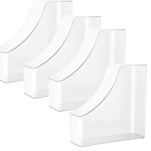 Stehsammler A4, Zeitschriftensammler, Dokumenten Organizer, 22.5x22.5cm Ordner Weiß, Bücherregal Büromaterial Tischzeitschriftenhalter Ordnerhalter Plastik Transparent (4 Stück) von Generisch