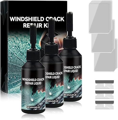 Steinschlag Reparaturset Windschutzscheibe, Windshield Repair Kit, Windshield Crack Repair Kit,Glas Cracks Reparatur Set, Cracks Gone Glass Repair Kit Zur Reparatur Löchern und Rissen (3) von Generisch