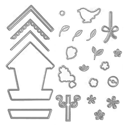 Stempel- und Stanzformen-Sets,Stanzformen für die Kartenherstellung,Sentiment-Stempel aus Silikon mit Grußwortmuster - Gummistempel für die Kartenherstellung, Blumenstempel und Stanzformen, Stempel u von Generisch